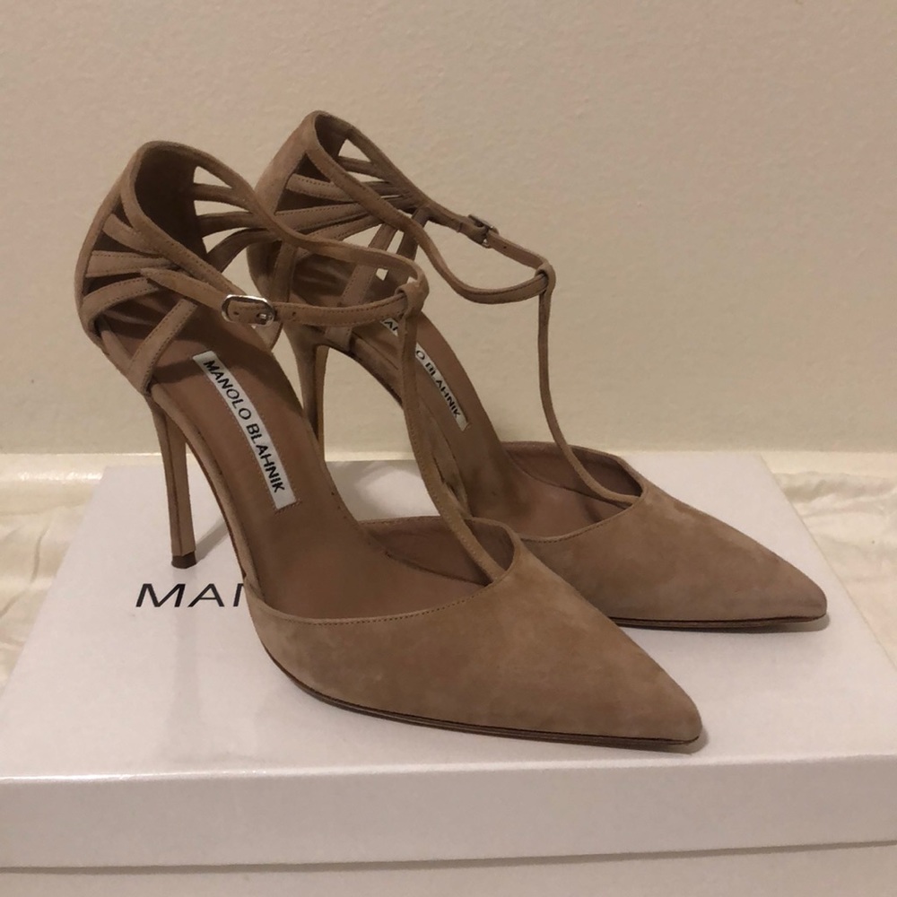 Manolo Blahnik 105mm Getta Caramel Suede